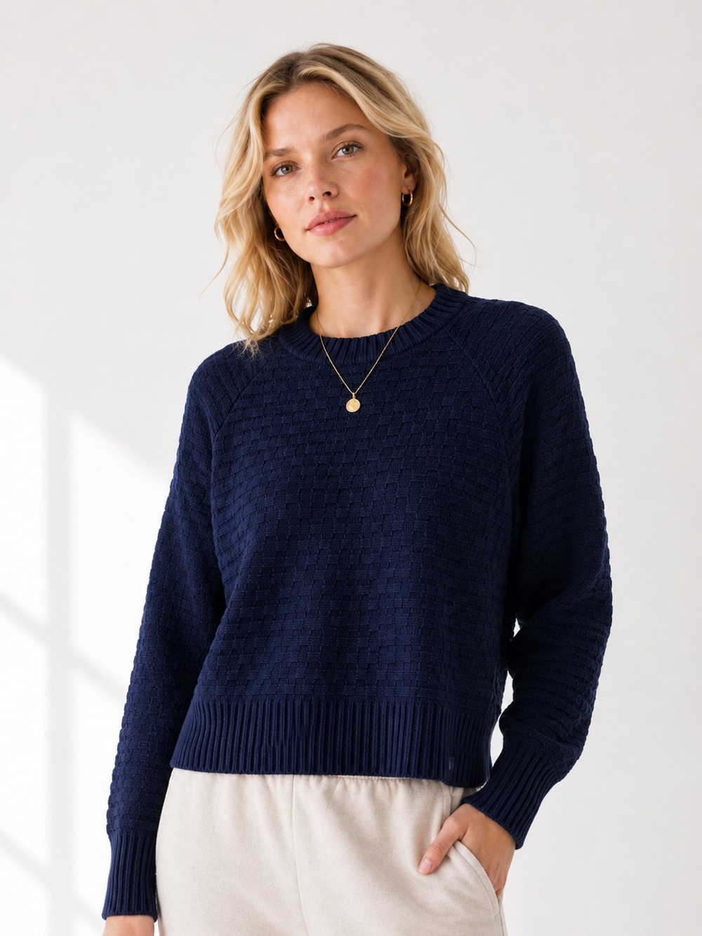 Lululemon Texture Play Crew Sweater Night Sea Blue XS/S Cashlu Knit